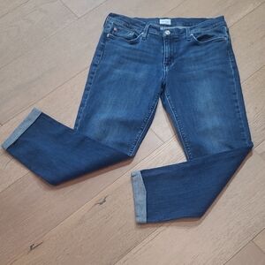 Hudson Jean Women's sz 32 Krista Straight Crop w/Roll Cuff Mid Rise Denim